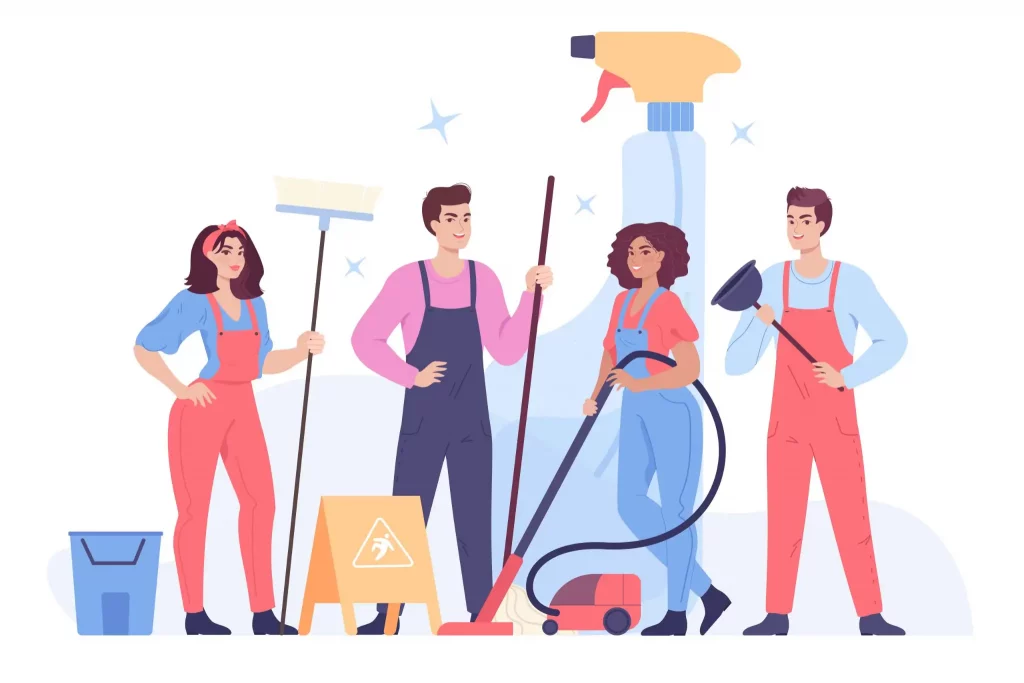 Illustration équipe d’entretien et nettoyage Atlantic Propreté